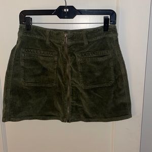 Green Zip Up Mini Skirt
